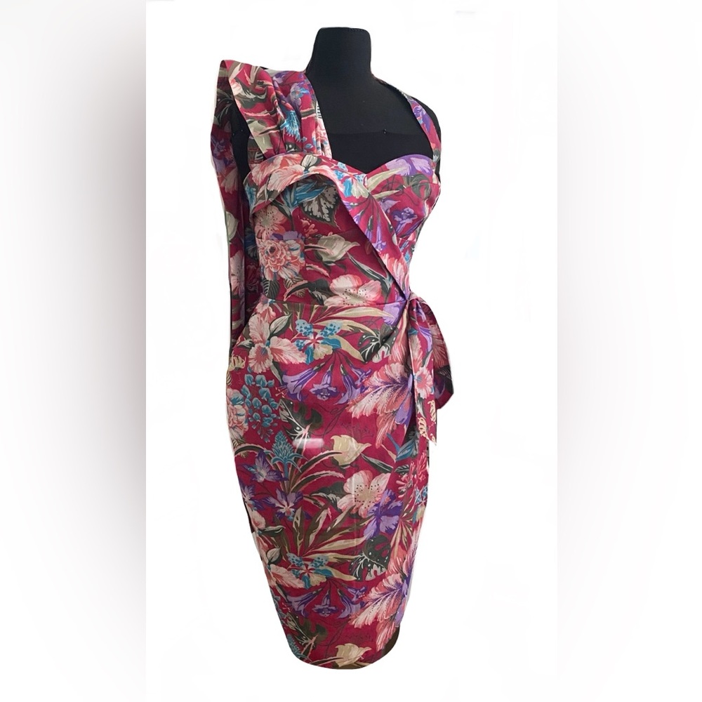 Sold- Tropical hourglass sarong dress- Small
